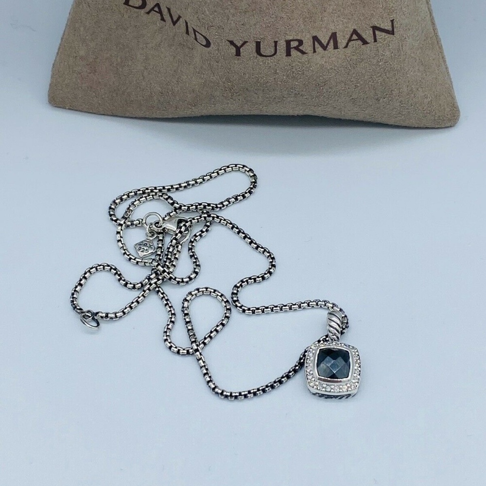 David Yurman Petite Albion Pendant Necklace With Hematite & Diamonds
